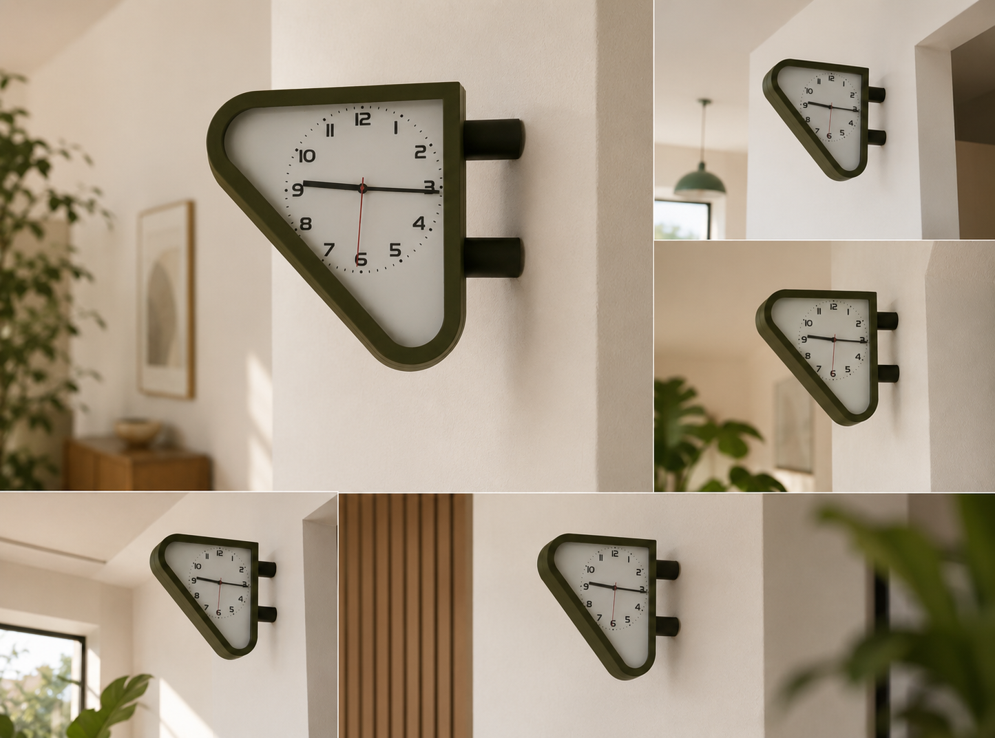 Horloge murale moderne triangulaire Double Face